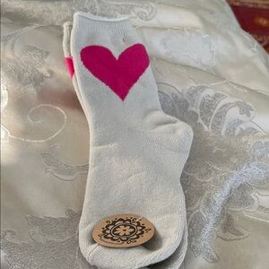 Charming Heart Socks - Pink and Cream
